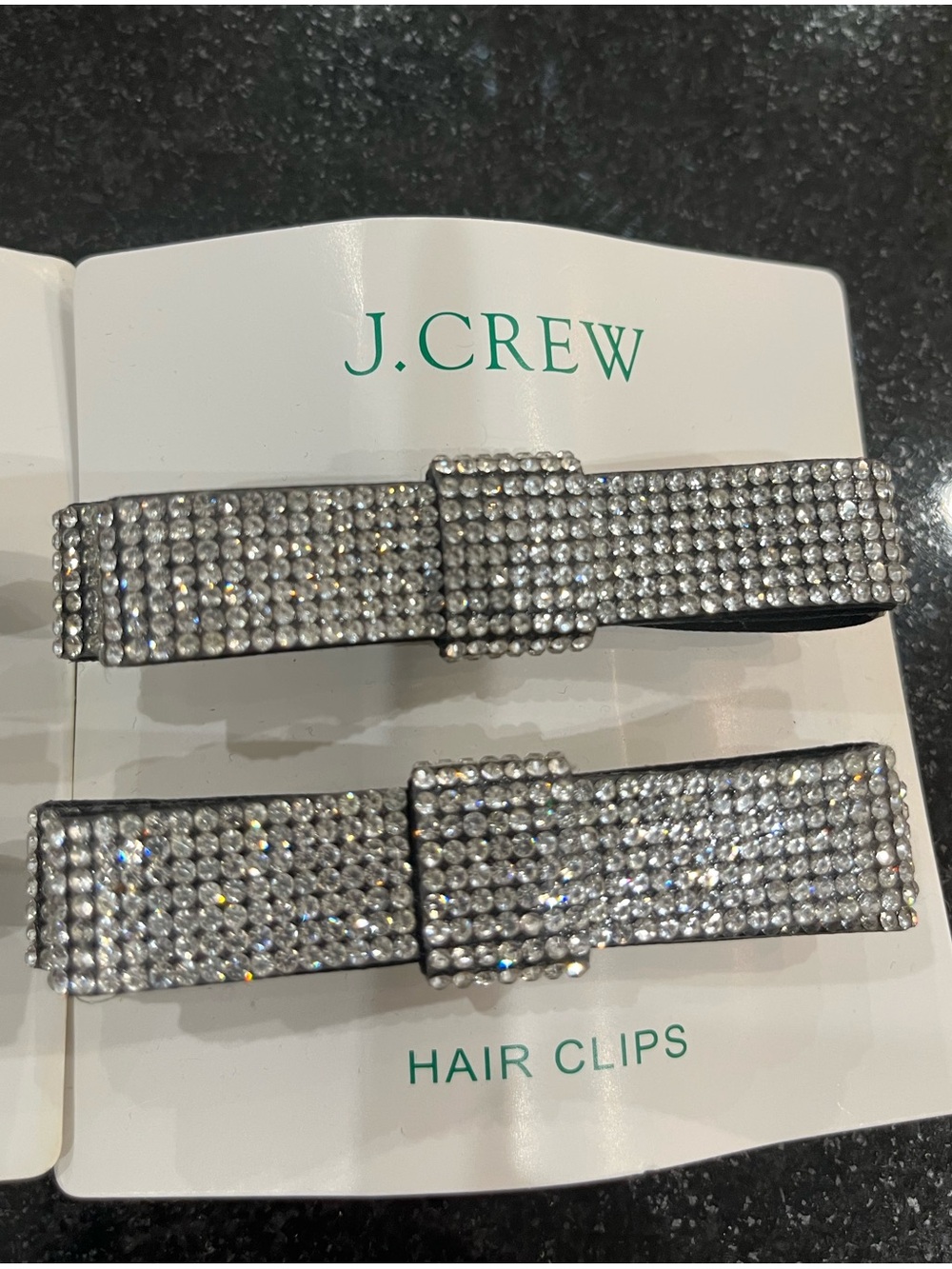 J. Crew Crystal and Linen Bow Hair Clips - Set of 2